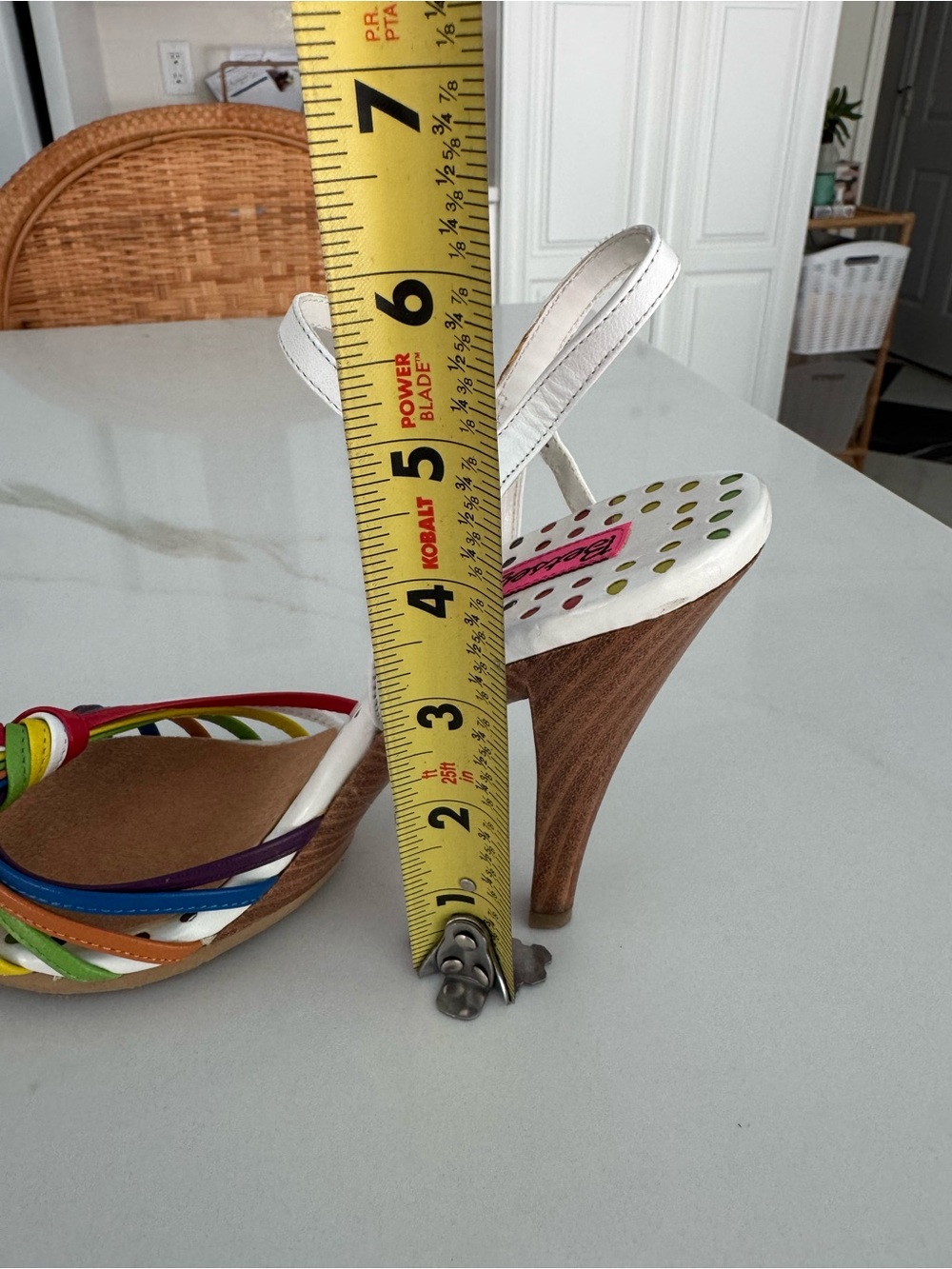 Betsey Johnson White Sandals with Rainbow Knot Straps - Picture 6 of 6